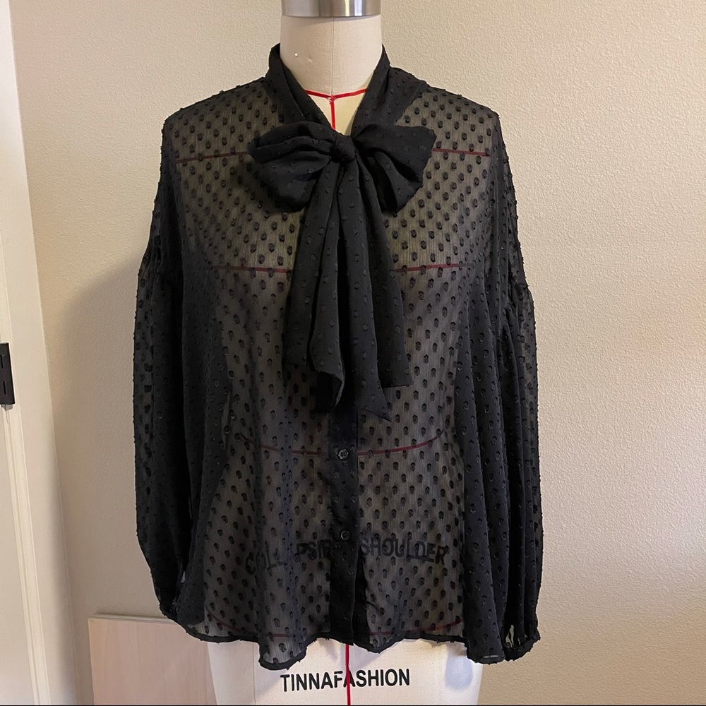 H&M black blouse with bow